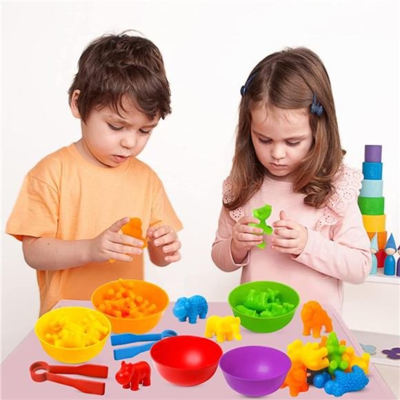 Animals Matching Games Color Sorting Stacking Toys with Bowls for  Aged 3+ Year - Picture 14 of 14